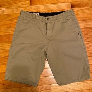 Volcom Men's Flat Front Shorts in Olive Green